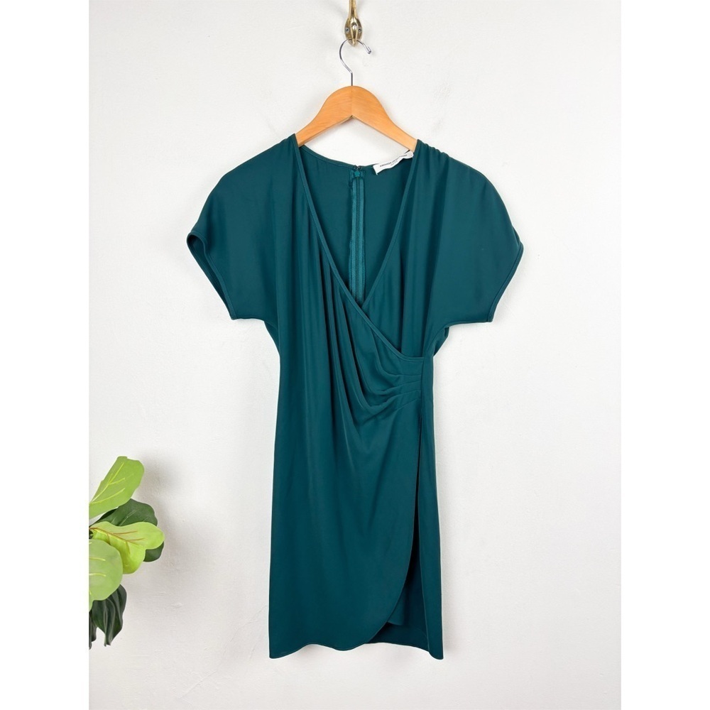 Amanda Uprichard Forest Green Ruched Drape Neck Dress Sz P (XS)